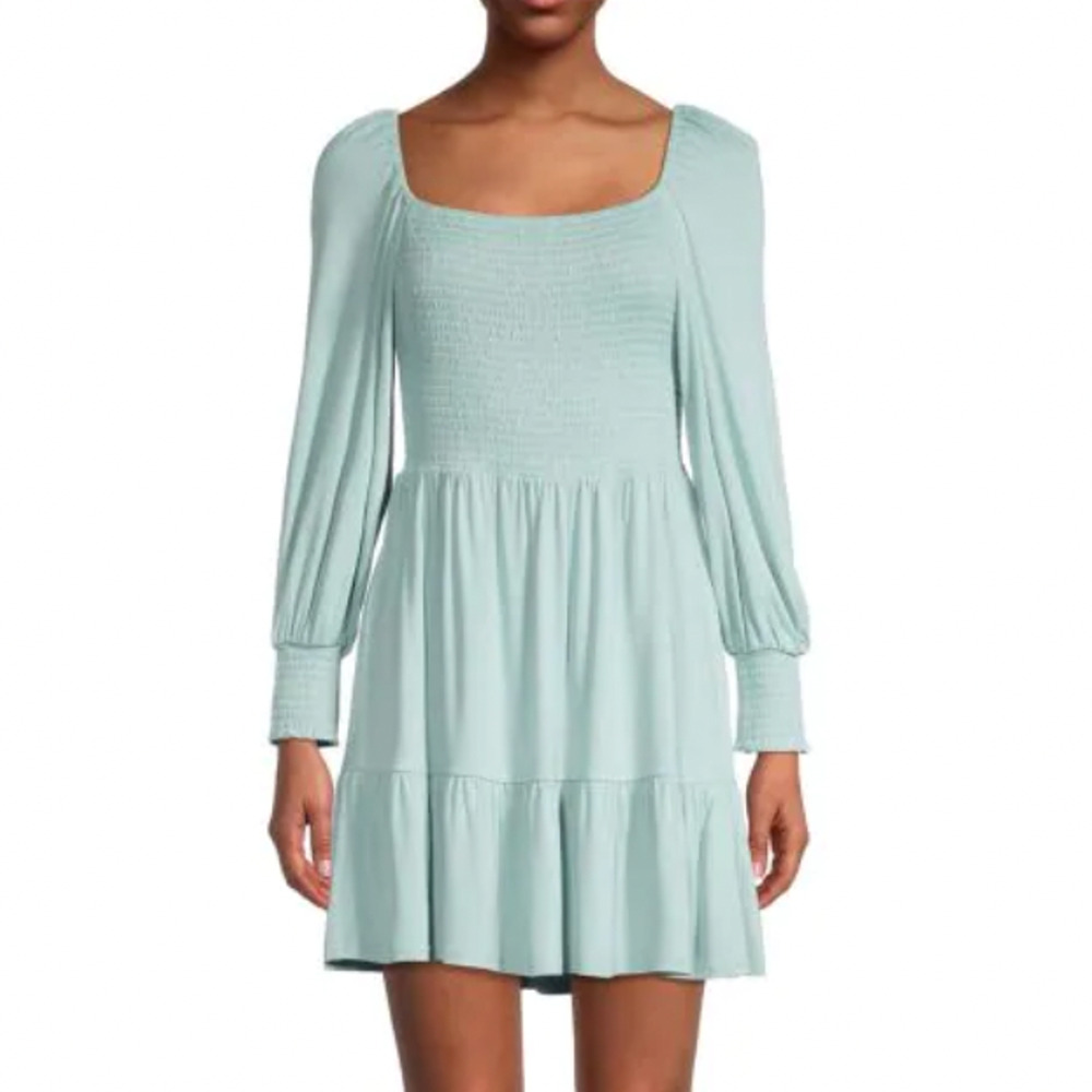 BB Dakota By Steve Madden Let's Go Smock Bodice Long Sleeve Minidress, Size XS